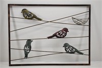 Metal Birds on Wires Wall Art