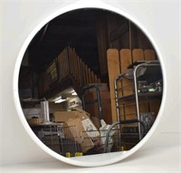 Large Round Mirror w/ White Metal Frame