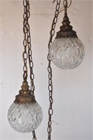 Mid Century Hanging Swag Lamp 2 Glass Globes