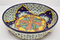 Colorful Hand Painted Clay Mexican Pottery Bowl