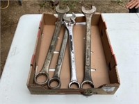 Set of large open end wrenches