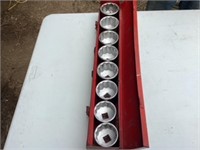 Complete set of 3/4 inch drive sockets with case