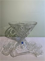 Nice Vintage Punch Bowl, Stand, 8 Cups