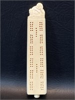 Carved Ivory Cribbage Board w/ Buddha & Storage