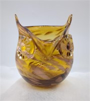 Beautiful Hand Blown Pier 1 Amber Glass Owl Vase
