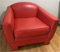 Red Leather Chair w Button Accents