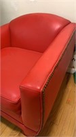 Red Leather Chair w Button Accents