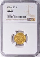1906 $2.5 Liberty Gold Quarter Eagle NGC MS-66