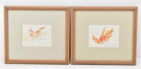 Pair of Small Autumn Leaf Prints by W Klng