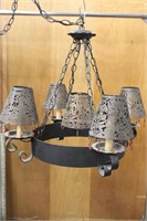 Rustic Chandelier with Cut Out Metal Shades