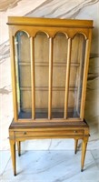 Vintage Light Maple Curio Cabinet W/ Glass