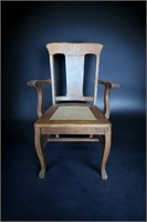 Vintage Cained Oak Arm Chair