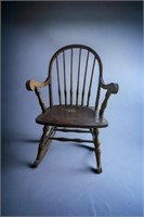 Antique Windsor Style Solid Wood Rocking Chair