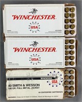 (3x) 50 Rnds Winchester 180Gr FMJ 40 S&W