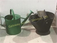 Vintage coal bucket with shovel and watering can.