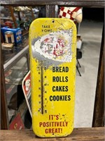 Vintage Kern's Bread Cakes Thermometer Metal Sign