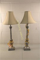 2 Tall Table Lamps 26H