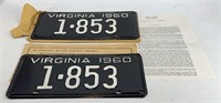 1960 Virginia License Plates
