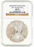 Coin 2011-W Burnished Silver Eagle NGC-MS70