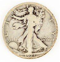Coin Rare 1921-P Walking Liberty Half Dollar, F