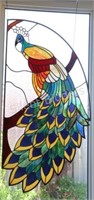 Very Large Custom Hanging Peacock Stain Glass Art