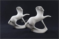 Pair of Royal Dux White Horse Figurines