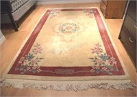 VTG Pink & Cream 100% Wool Area Chinese Rug