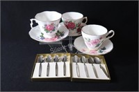Bone China Tea Cups w Coffee Spoons