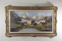 Signed Canvas Swiss Alps Landscape Artwork