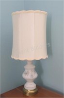 Satin White & Gold Frosted Glass Lamp