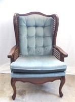 Mid Mid Century Cane Wingback Chair w Tufted Back