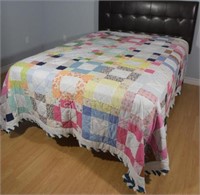 Hand Stitched Patch Quilt with Diamond Edge