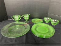 (16) Pieces Vernon Green Uranium Glass -