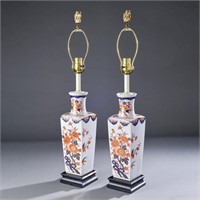 Pair Japanese Imari Vase Lamps
