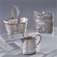 Group of 3 Dutch Silver Repousse Objects