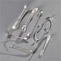 Group of 8 Sterling Silver Sugar Tongs