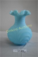 Blue Satin Glass Fenton Vase