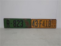 License Plates 1929 IA 1933 NE