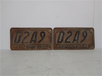 Pair 1935 AZ License Plates