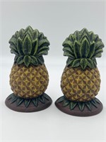 Vintage Painted Cast Iron Pineapple Bookends