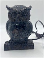 Vintage Mosaic Crackle Glass Night Owl  Lamp