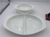 Pyrex divided dish & 023 bowl