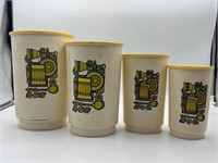 Vintage 1970's Yellow Plastic Nesting canisters