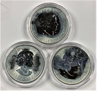 2014-15 Canada $5 99.9% Pure Silver Coins x 3