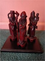 Rosewood Carved Asian Inspired Figures - Health,