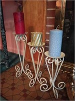 Wrought Iron Cascading Pillar Candle Holders w