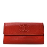 Chanel Red Caviar CC Large Flap Wallet