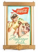 Vintage Coca Cola Cardboard Poster / Kay Frame