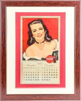 Framed 1950 Coca Cola Calendar