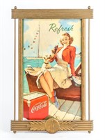 Vintage Coca Cola Cardboard Poster / Kay Frame